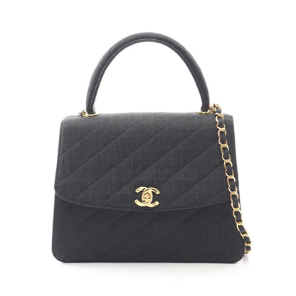 ハンドバッグ ナイロンキャンバス ダークグレー ゴールド金具 2WAY ヴィンテージ シャネル バッグ CHANEL