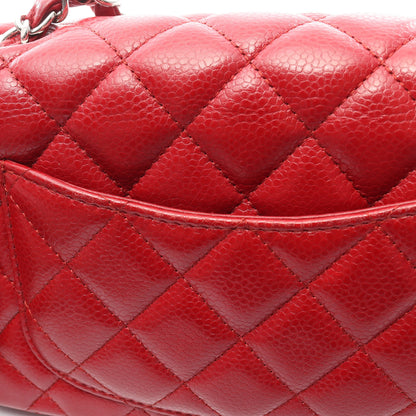 ミニマトラッセ20 チェーンショルダーバッグ ソフトキャビアスキン レッド シルバー金具 シャネル バッグ CHANEL