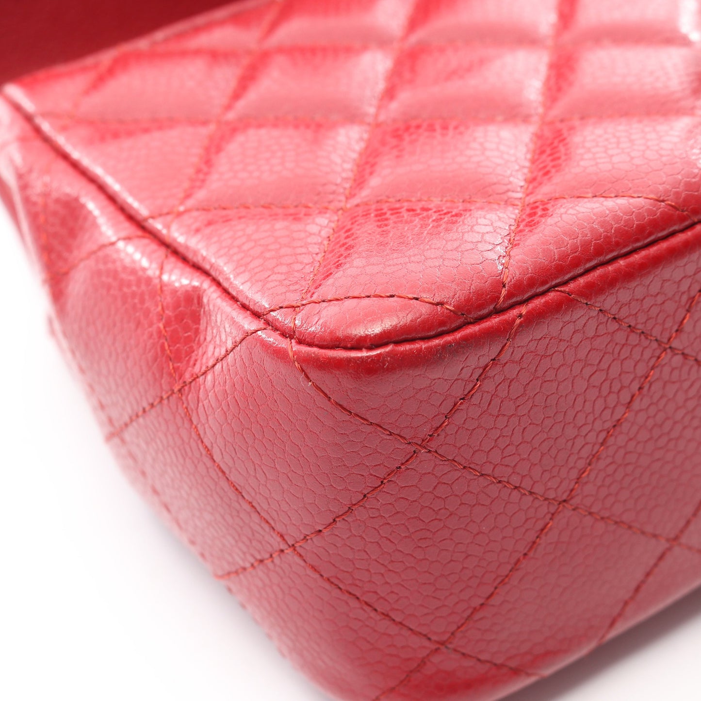 ミニマトラッセ20 チェーンショルダーバッグ ソフトキャビアスキン レッド シルバー金具 シャネル バッグ CHANEL
