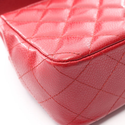 ミニマトラッセ20 チェーンショルダーバッグ ソフトキャビアスキン レッド シルバー金具 シャネル バッグ CHANEL
