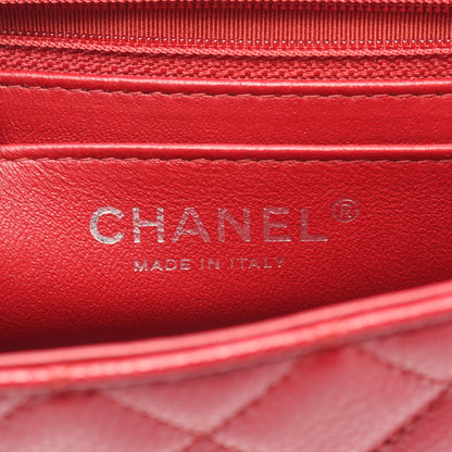 ミニマトラッセ20 チェーンショルダーバッグ ソフトキャビアスキン レッド シルバー金具 シャネル バッグ CHANEL