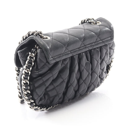 マトラッセ アラウンド チェーンショルダーバッグ ラムスキン ブラック シルバー金具 シャネル バッグ CHANEL