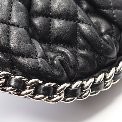 マトラッセ アラウンド チェーンショルダーバッグ ラムスキン ブラック シルバー金具 シャネル バッグ CHANEL