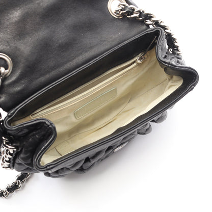 マトラッセ アラウンド チェーンショルダーバッグ ラムスキン ブラック シルバー金具 シャネル バッグ CHANEL