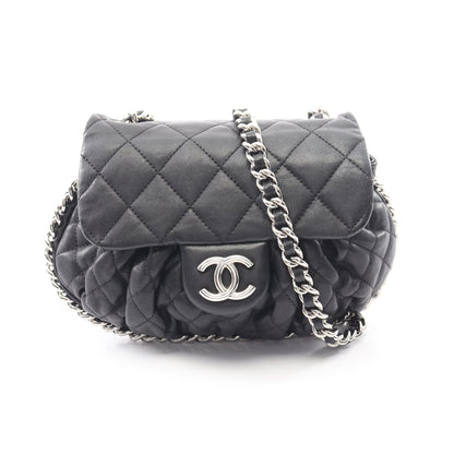 マトラッセ アラウンド チェーンショルダーバッグ ラムスキン ブラック シルバー金具 シャネル バッグ CHANEL