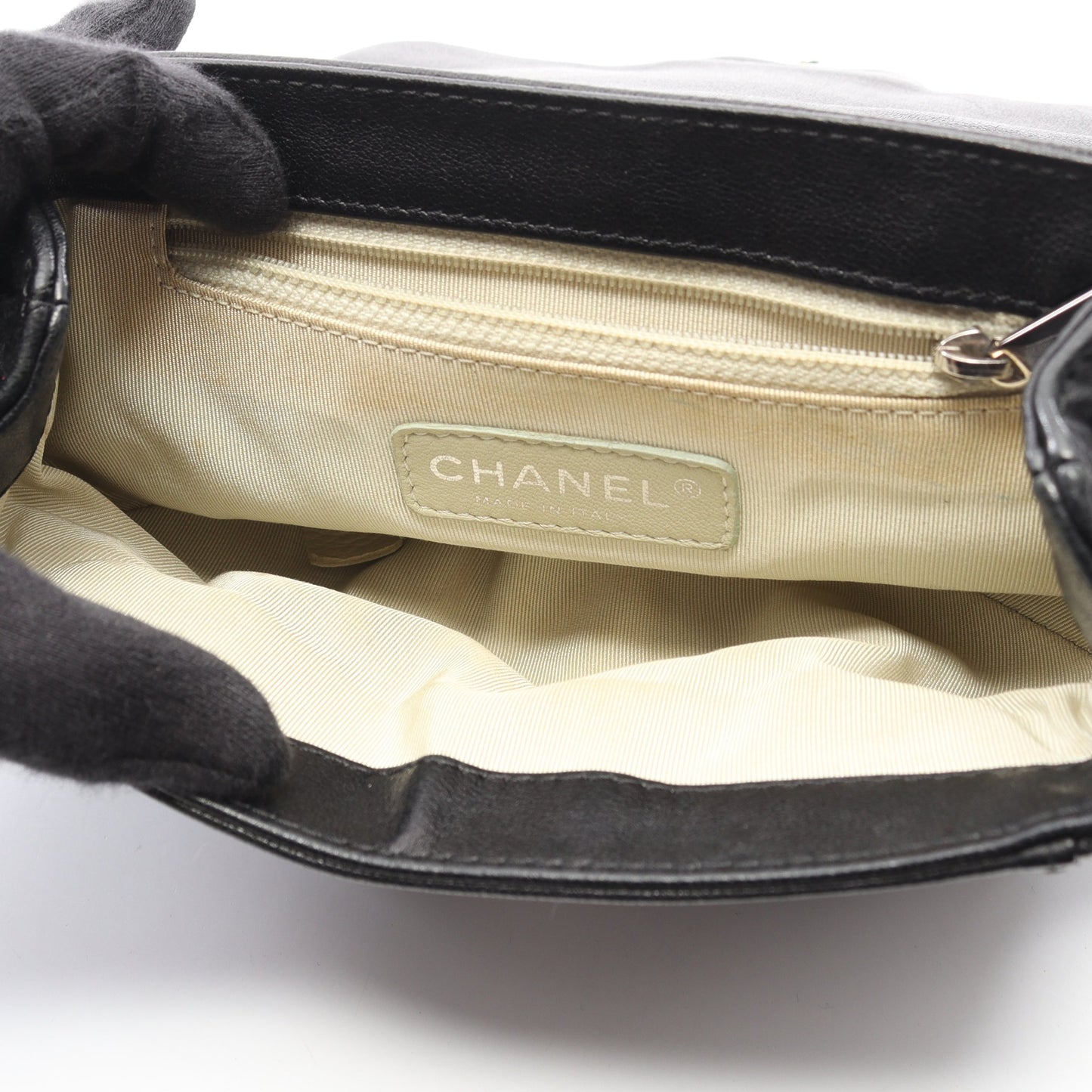 マトラッセ アラウンド チェーンショルダーバッグ ラムスキン ブラック シルバー金具 シャネル バッグ CHANEL
