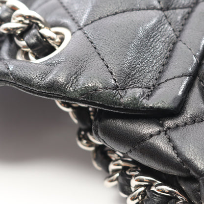 マトラッセ アラウンド チェーンショルダーバッグ ラムスキン ブラック シルバー金具 シャネル バッグ CHANEL