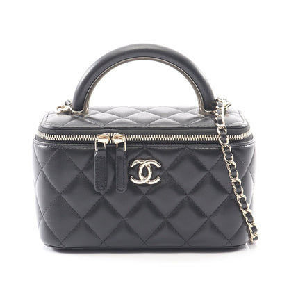 マトラッセ バニティバッグ チェーンショルダーバッグ ラムスキン ブラック ゴールド金具 2WAY シャネル バッグ CHANEL