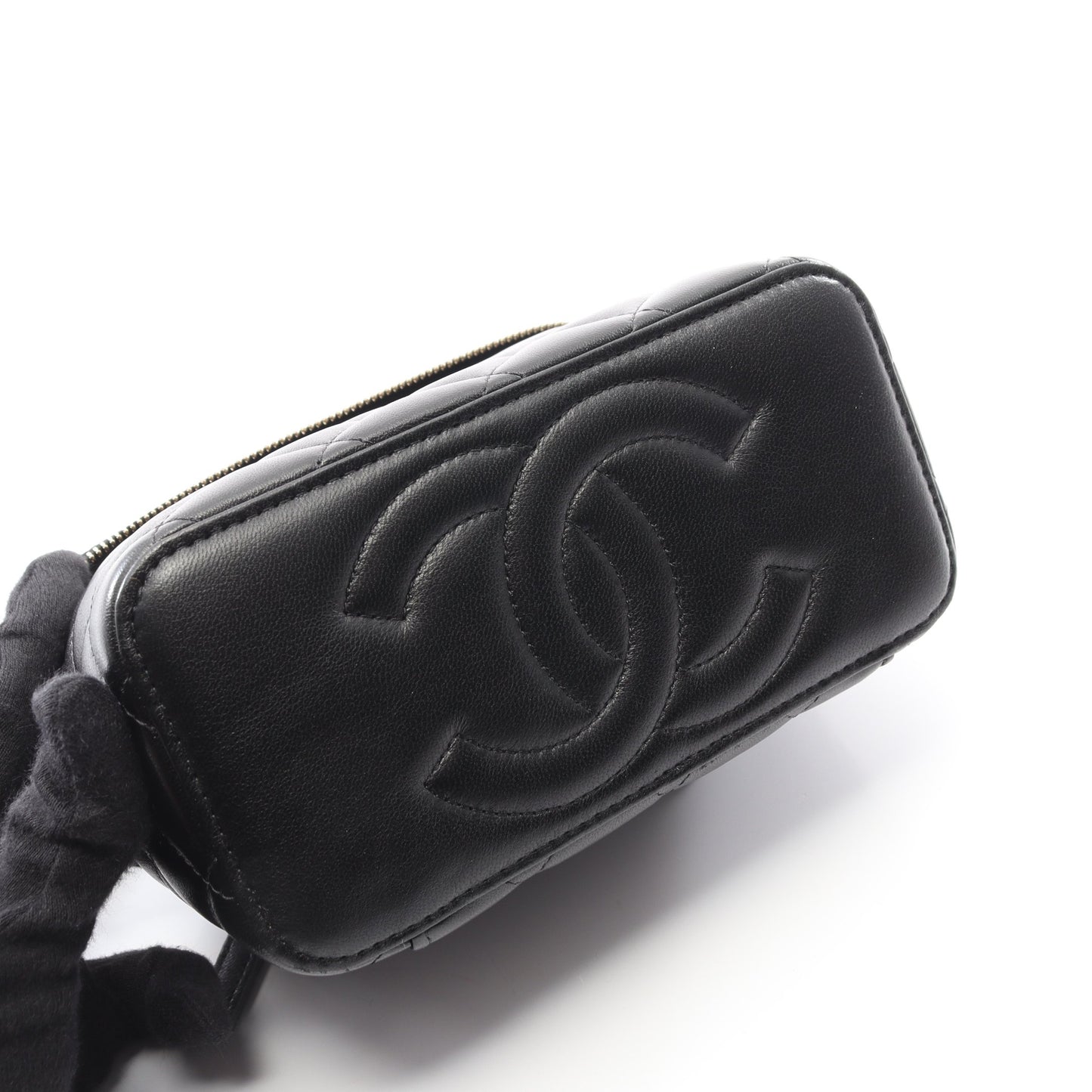 マトラッセ バニティバッグ チェーンショルダーバッグ ラムスキン ブラック ゴールド金具 2WAY シャネル バッグ CHANEL