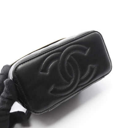マトラッセ バニティバッグ チェーンショルダーバッグ ラムスキン ブラック ゴールド金具 2WAY シャネル バッグ CHANEL