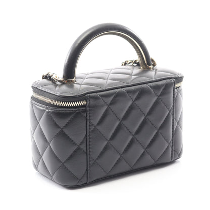 マトラッセ バニティバッグ チェーンショルダーバッグ ラムスキン ブラック ゴールド金具 2WAY シャネル バッグ CHANEL