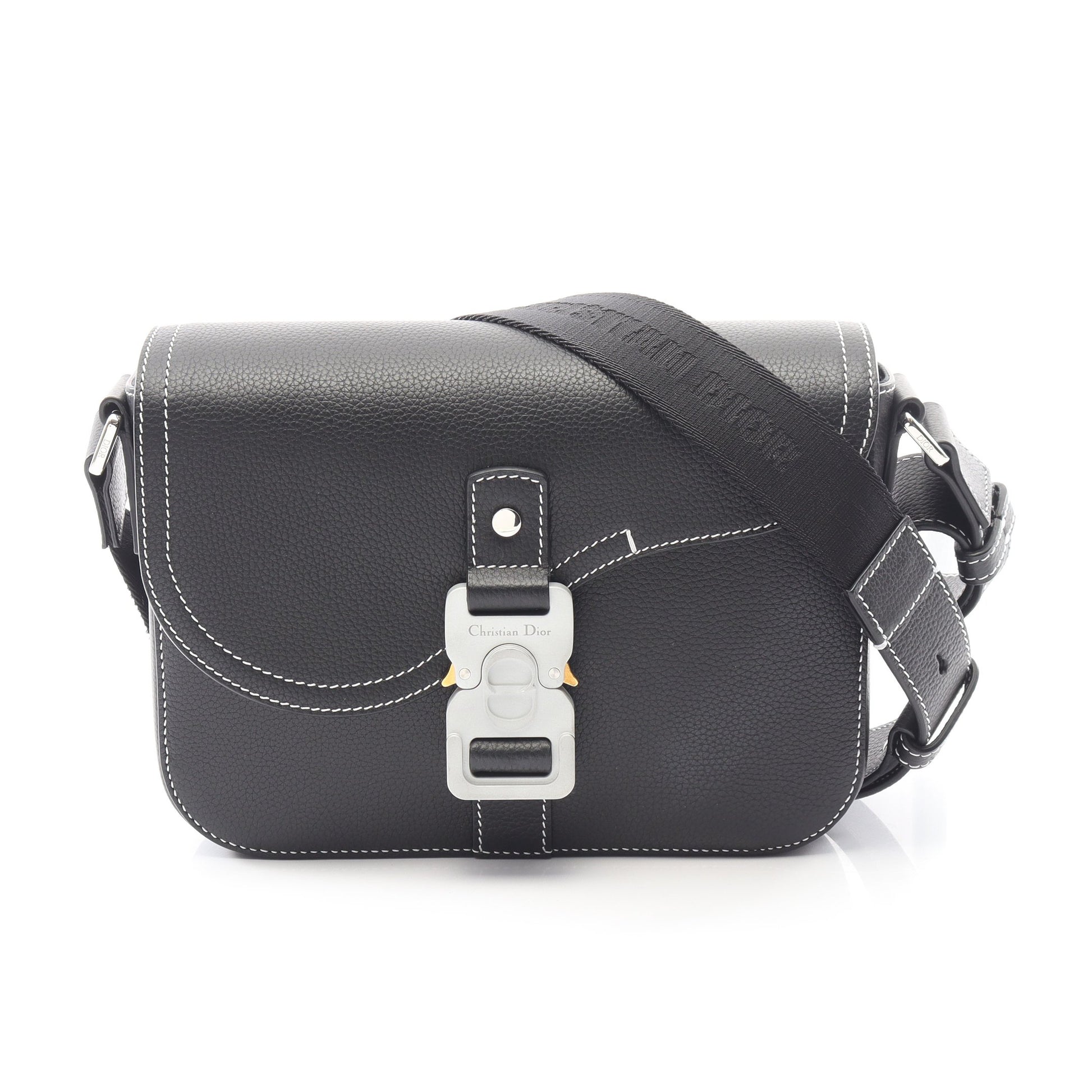 SADDLE FLAP MESSENGER サドル ショルダーバッグ レザー ブラック クリスチャンディオール バッグ Christian Dior