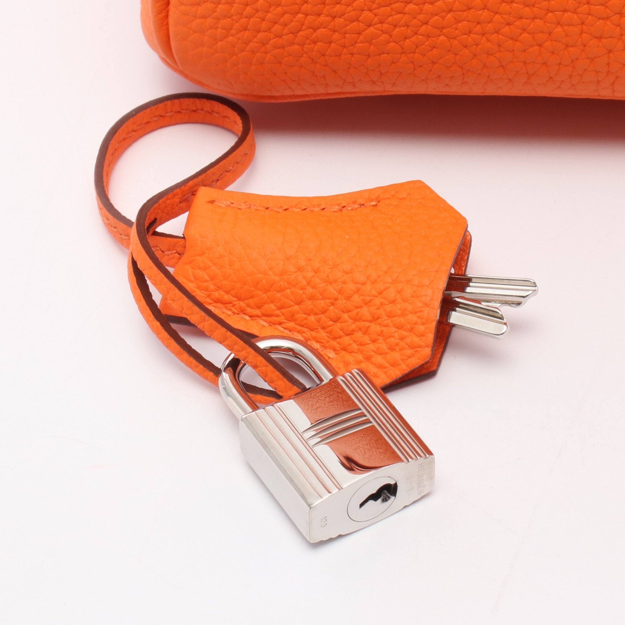 バーキン25 オレンジミニアン ハンドバッグ トゴ オレンジ シルバー