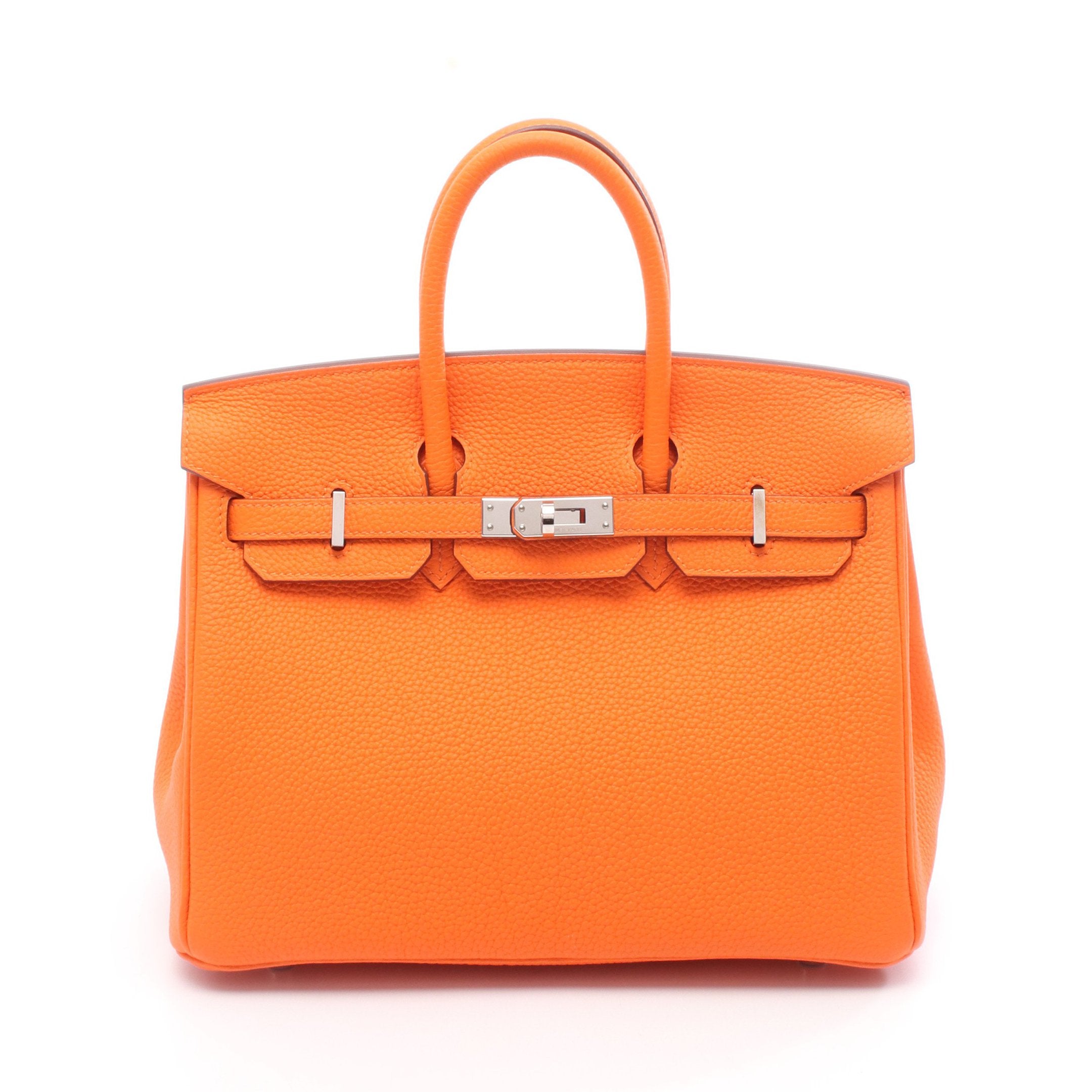 ゆあ♪HERMES オレンジボックス　美品　バーキン25 ミニボリード用 バーキン25 オレンジミニアン ハンドバッグ トゴ オレンジ シルバー