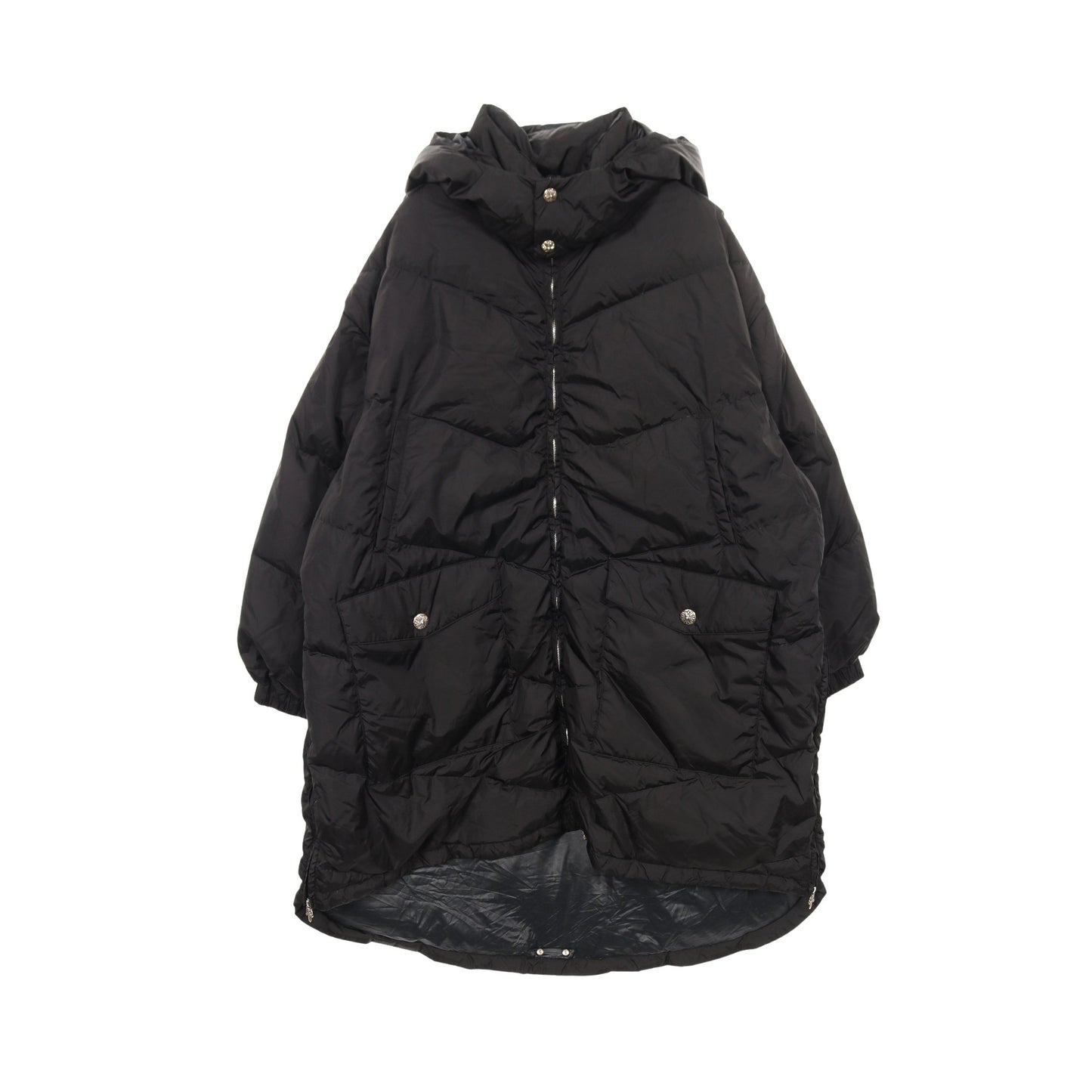 ダウンコート ナイロン ブラック フード付き クロムハーツ アウター Chrome Hearts