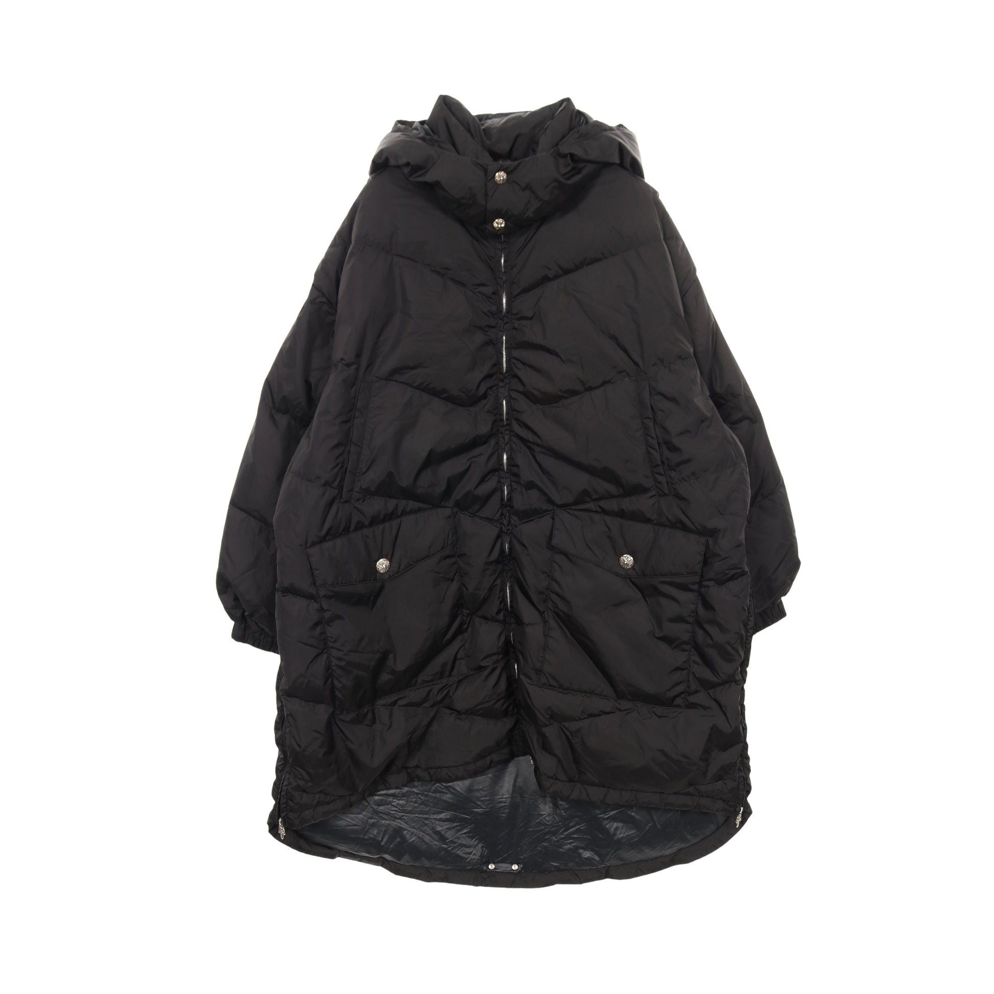 ダウンコート ナイロン ブラック フード付き クロムハーツ アウター Chrome Hearts