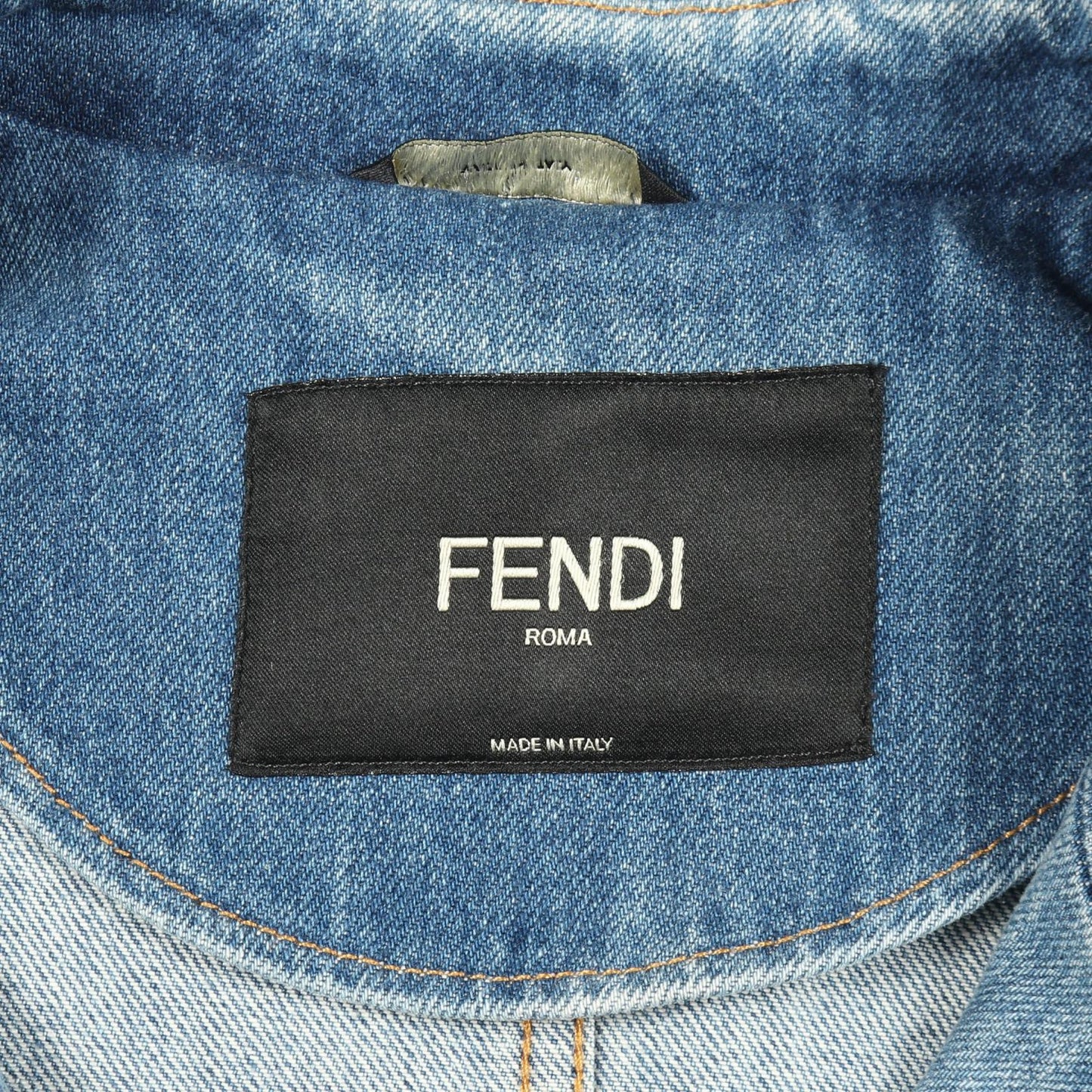 デニムジャケット コットン インディゴブルー ダメージ加工 フェンディ アウター FENDI