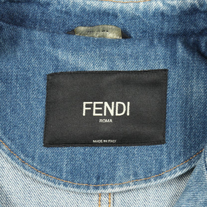 デニムジャケット コットン インディゴブルー ダメージ加工 フェンディ アウター FENDI