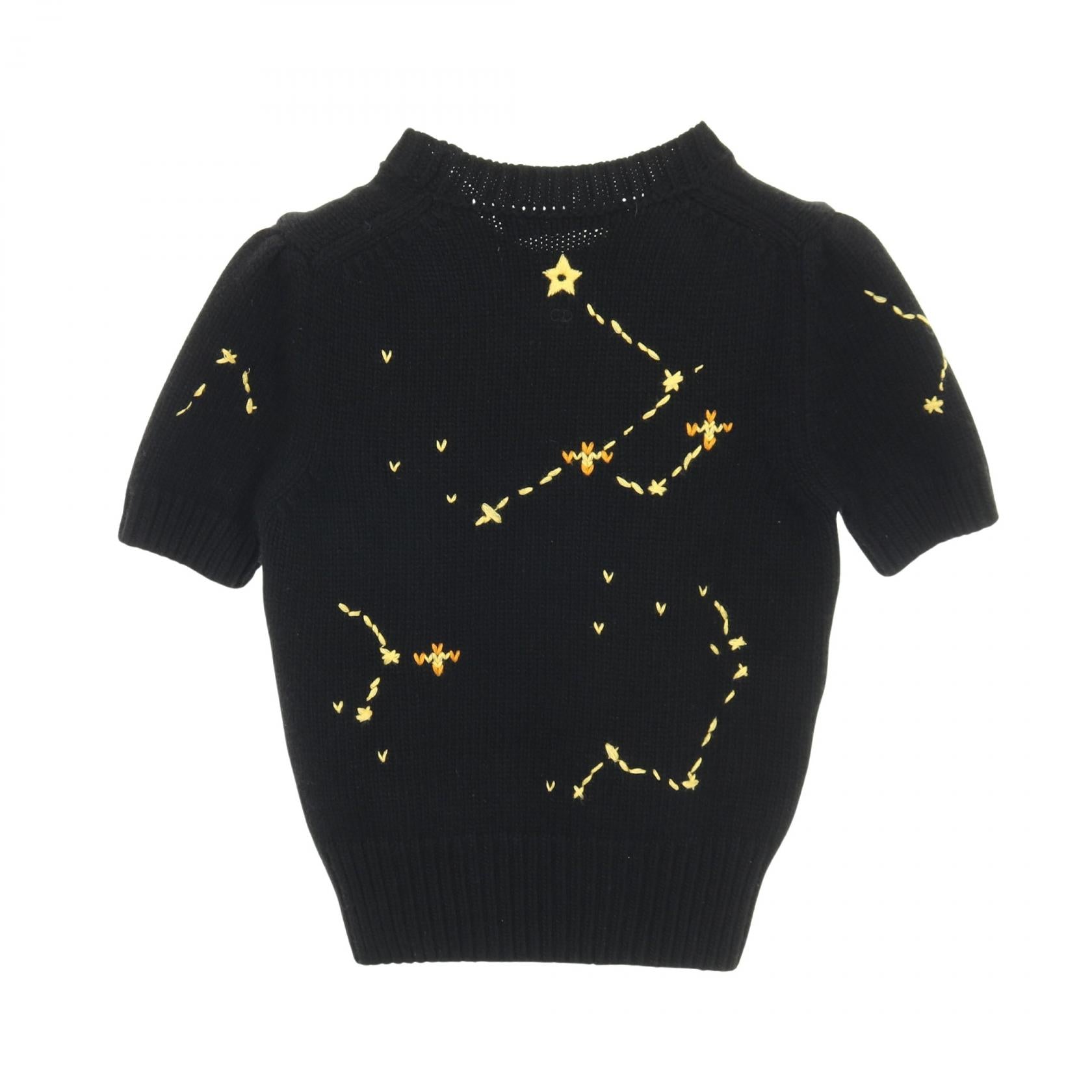 ニット 半袖 蠍 星座 ウール カシミヤ ブラック マルチカラー