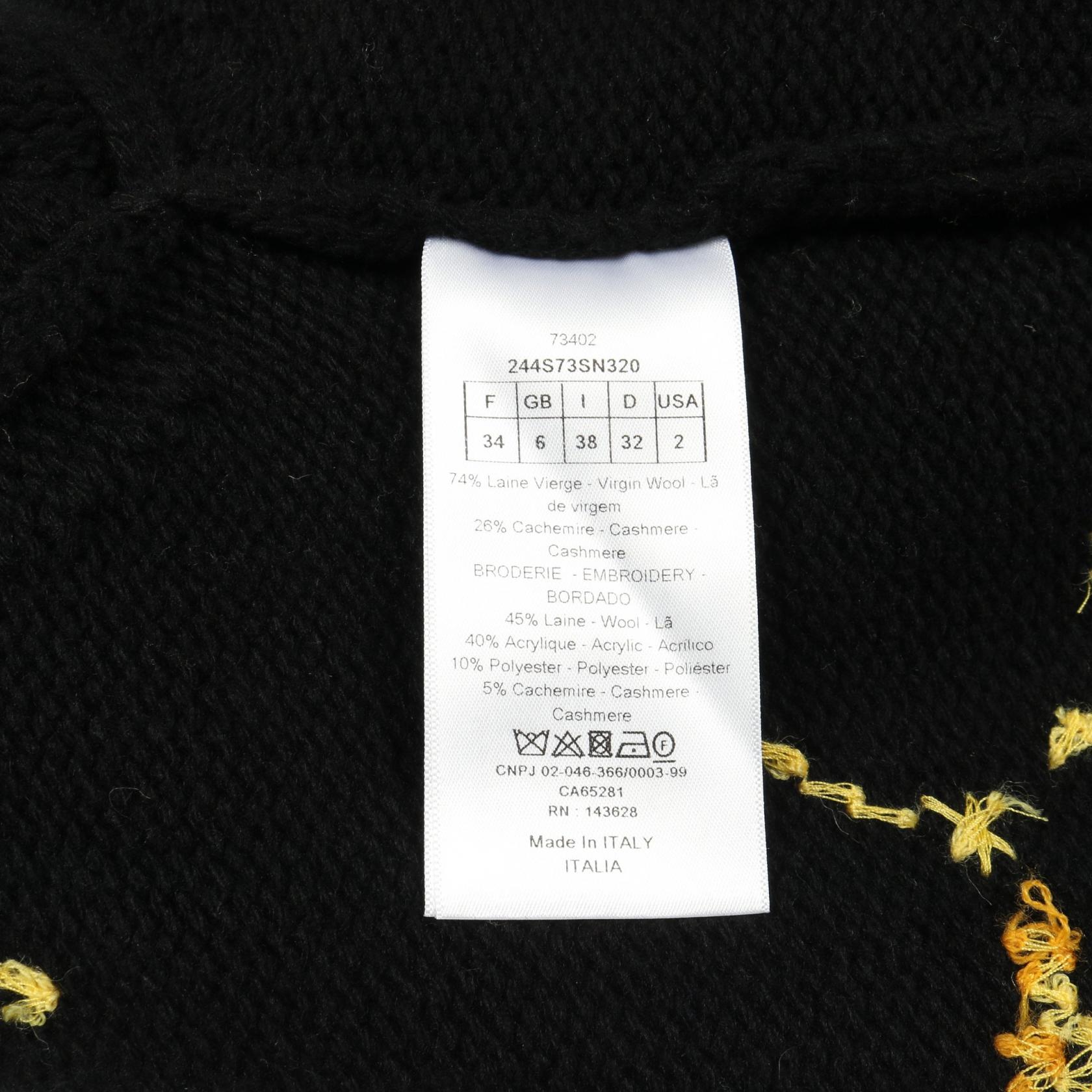 ディオール Dior ニット 衣料品 トップス ウール カシミヤ レディース ブラック系 / マルチカラー 244S73SN320 【中古】 Dior - ディオール Dior ニット 衣料品 トップス ウール カシミヤ