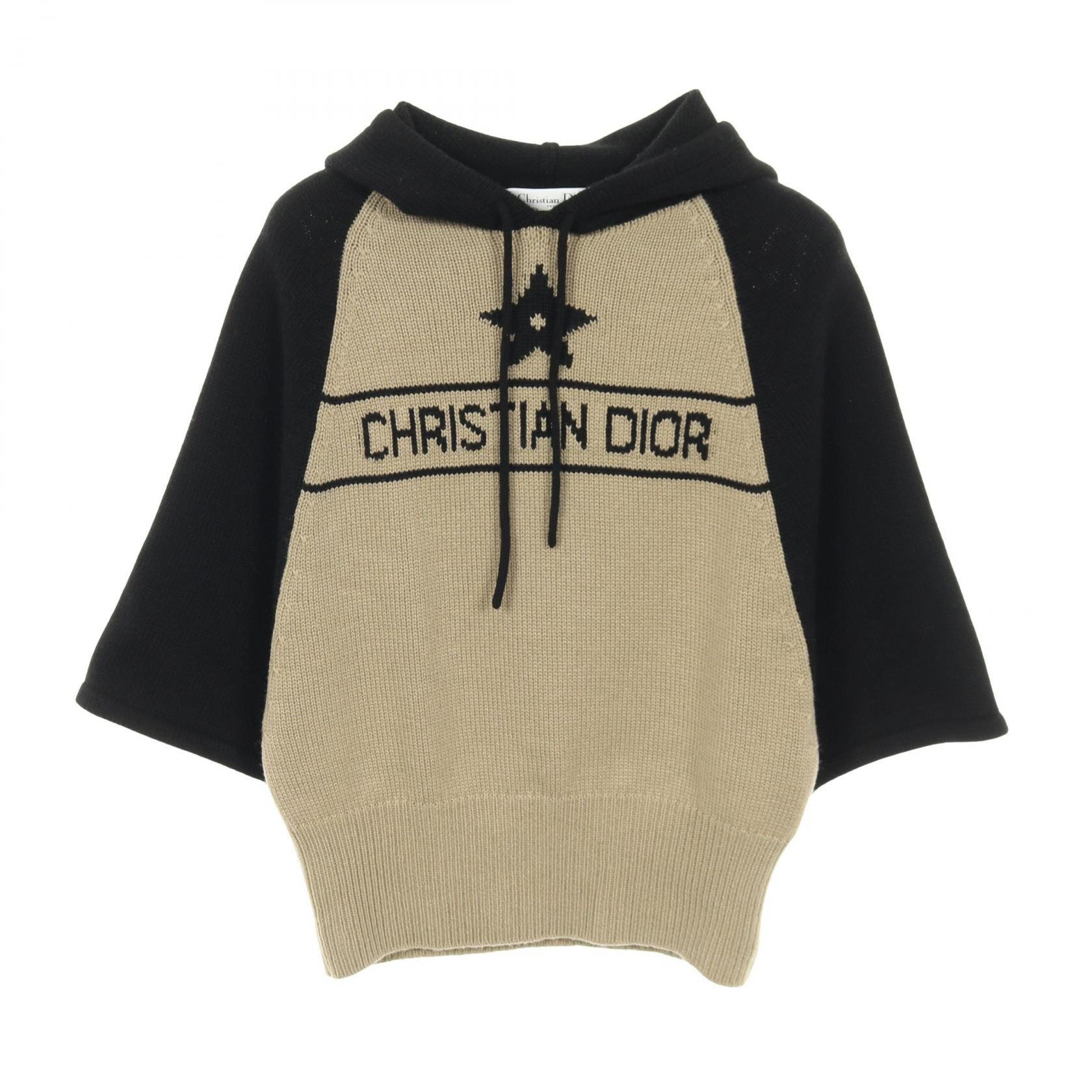 ニット プルオーバーパーカー ロゴ カシミヤ ベージュ ブラック クリスチャンディオール トップス Christian Dior