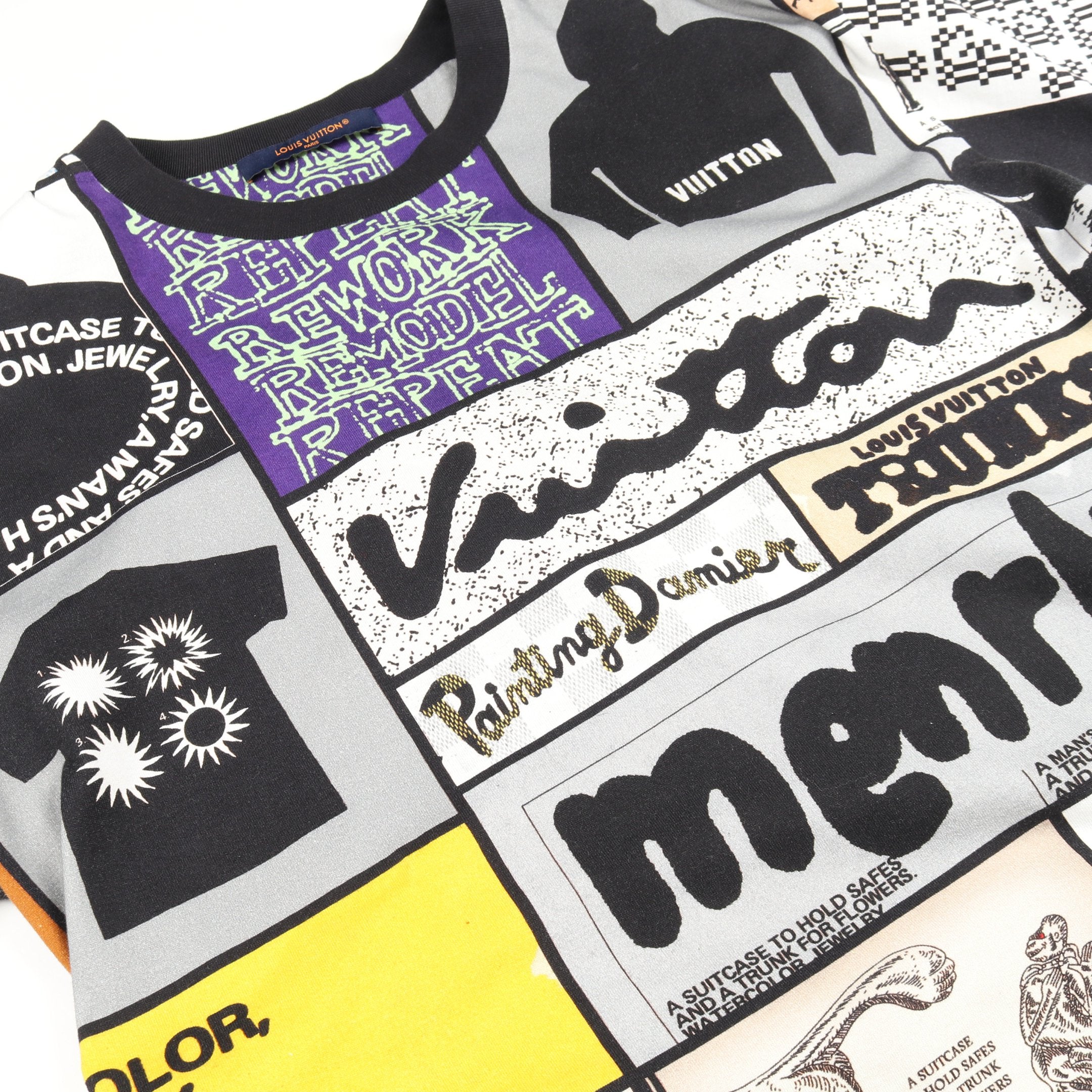 LV Fanzine 半袖Tシャツ クルーネック コットン ブラック マルチカラー