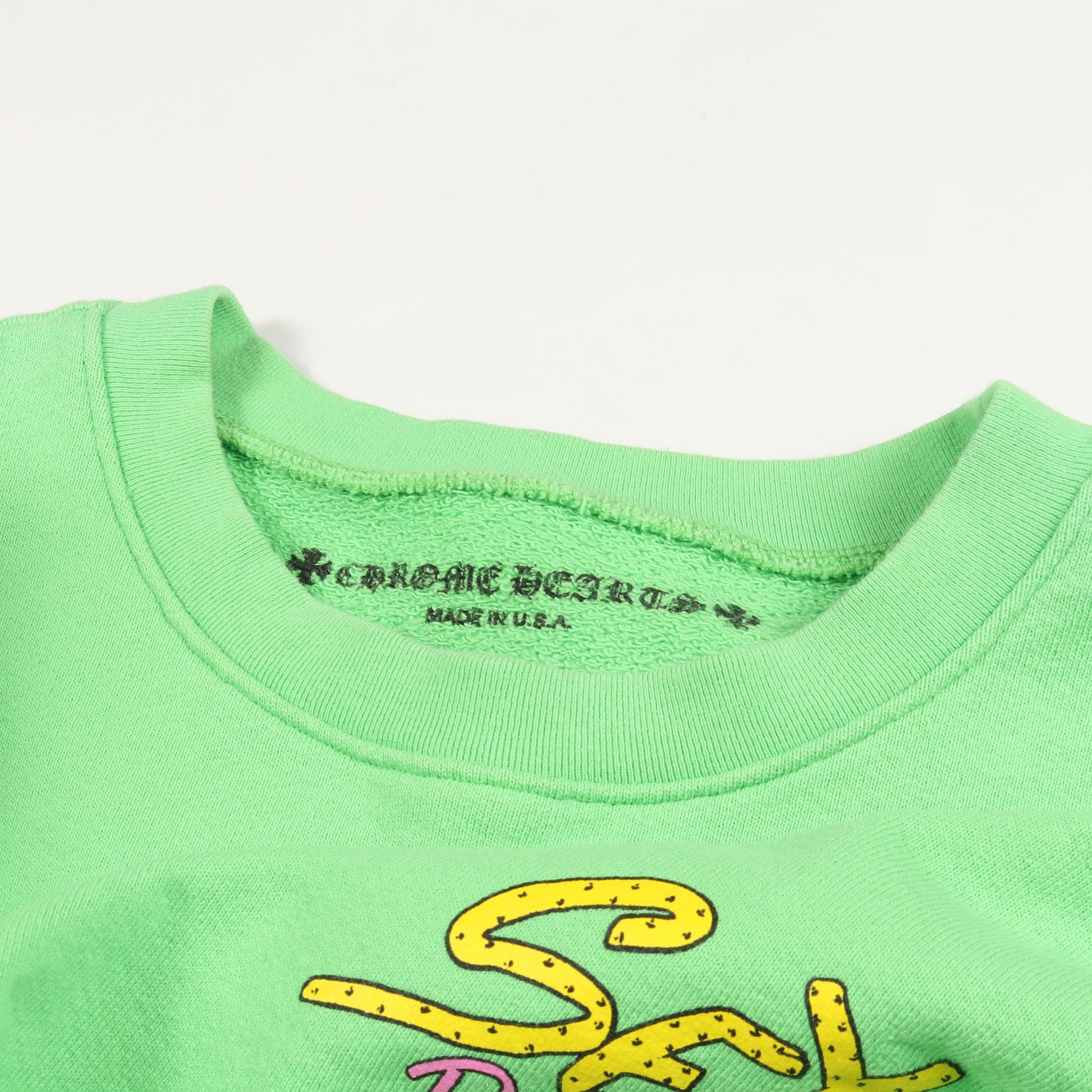 Chrome Hearts × MATTY BOY SEX RECORDS スウェットシャツ クルーネック コットン イエローグリーン マルチカラー クロムハーツ トップス Chrome Hearts