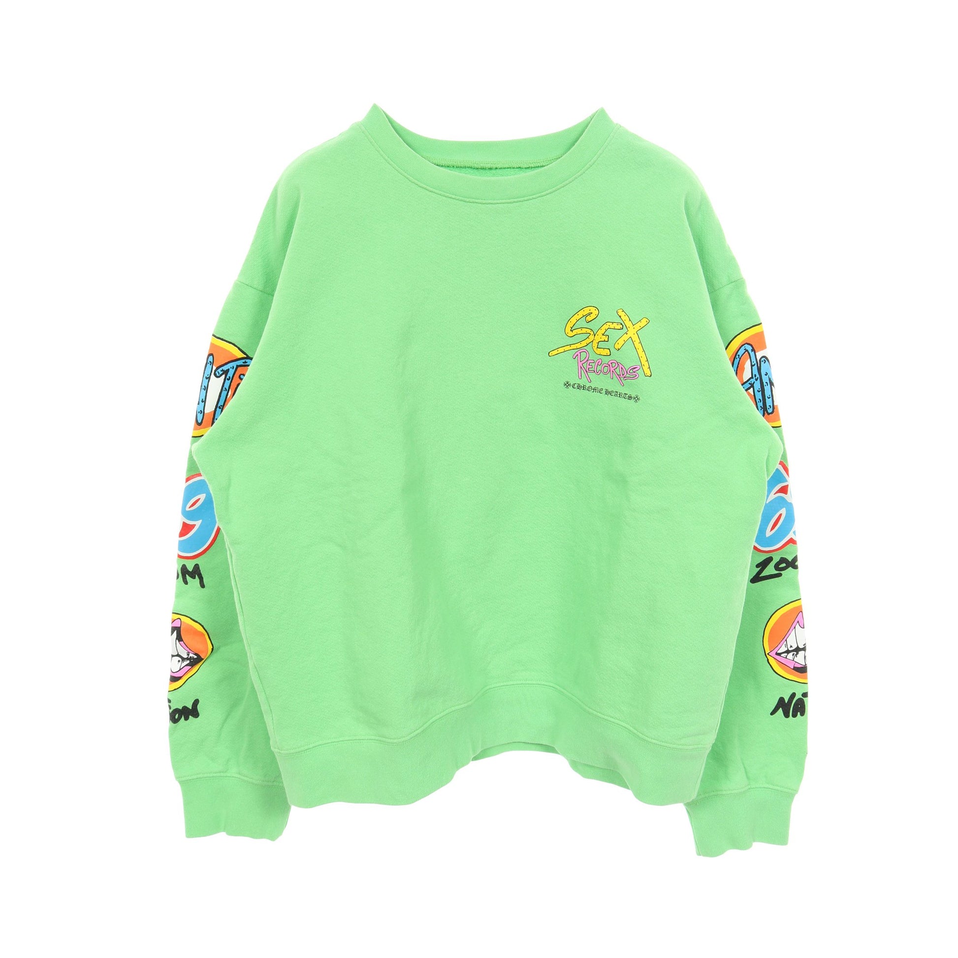Chrome Hearts × MATTY BOY SEX RECORDS スウェットシャツ クルーネック コットン イエローグリーン マルチカラー クロムハーツ トップス Chrome Hearts