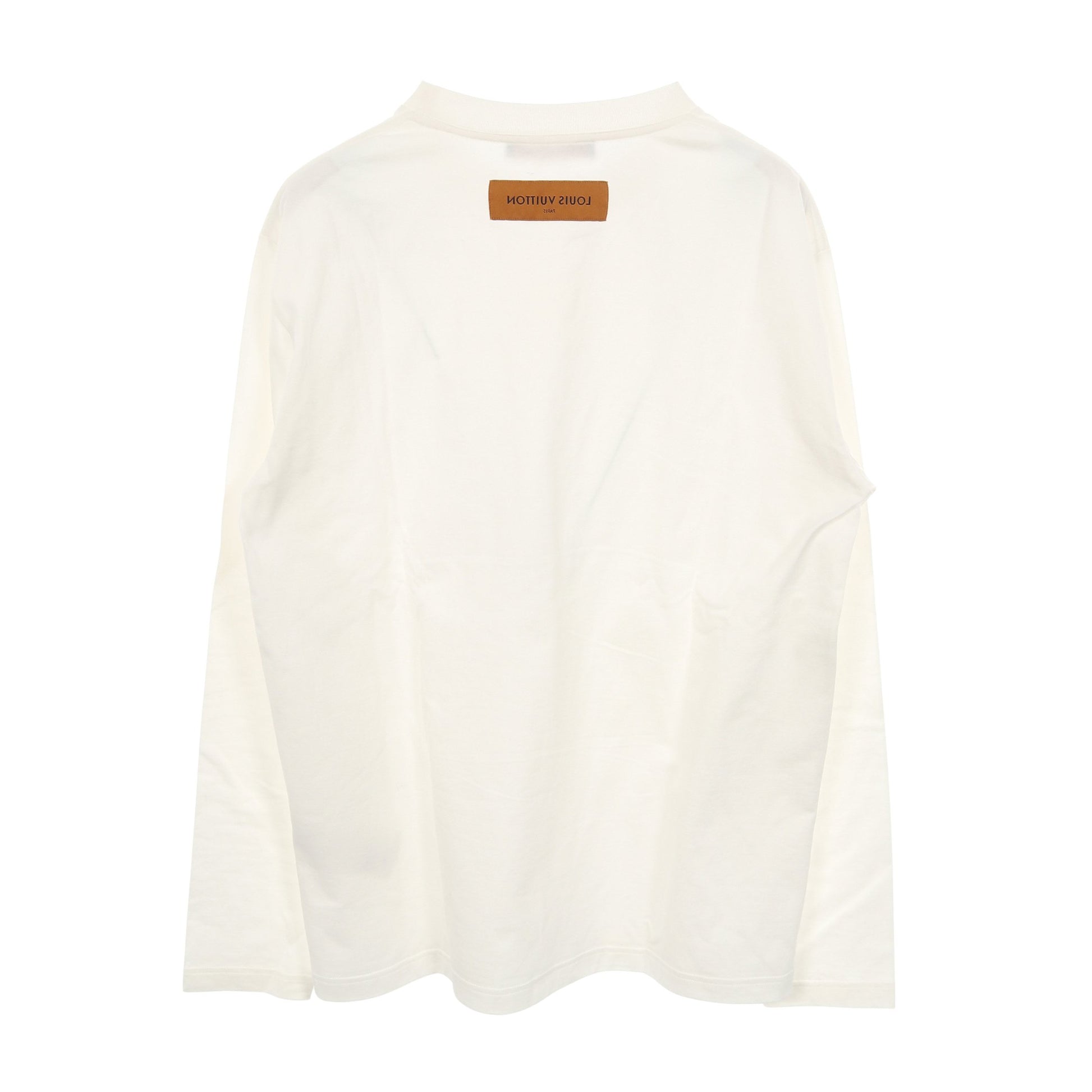 長袖Tシャツ クルーネック エンボスロゴ コットン ホワイト ルイヴィトン トップス LOUIS VUITTON