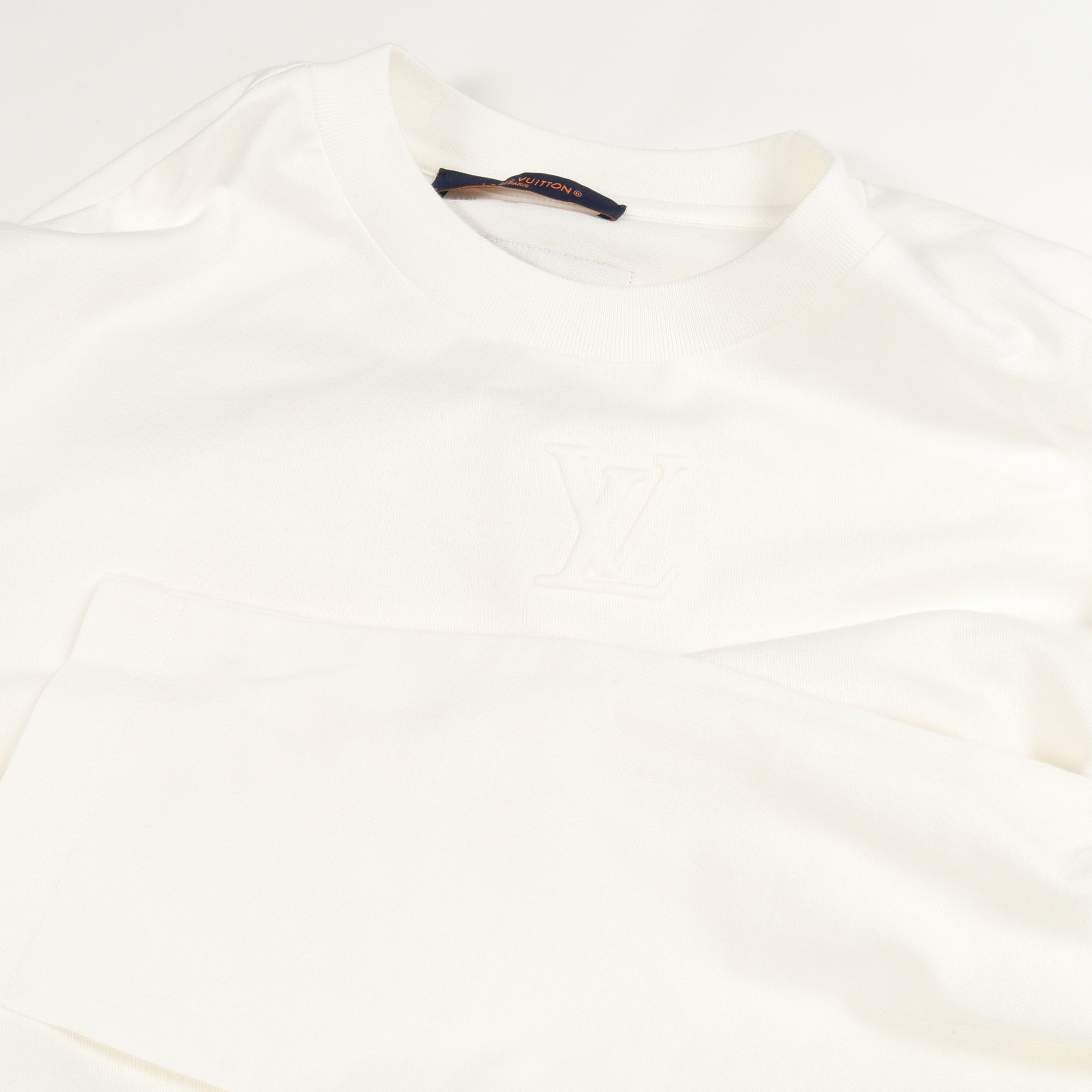 長袖Tシャツ クルーネック エンボスロゴ コットン ホワイト ルイ