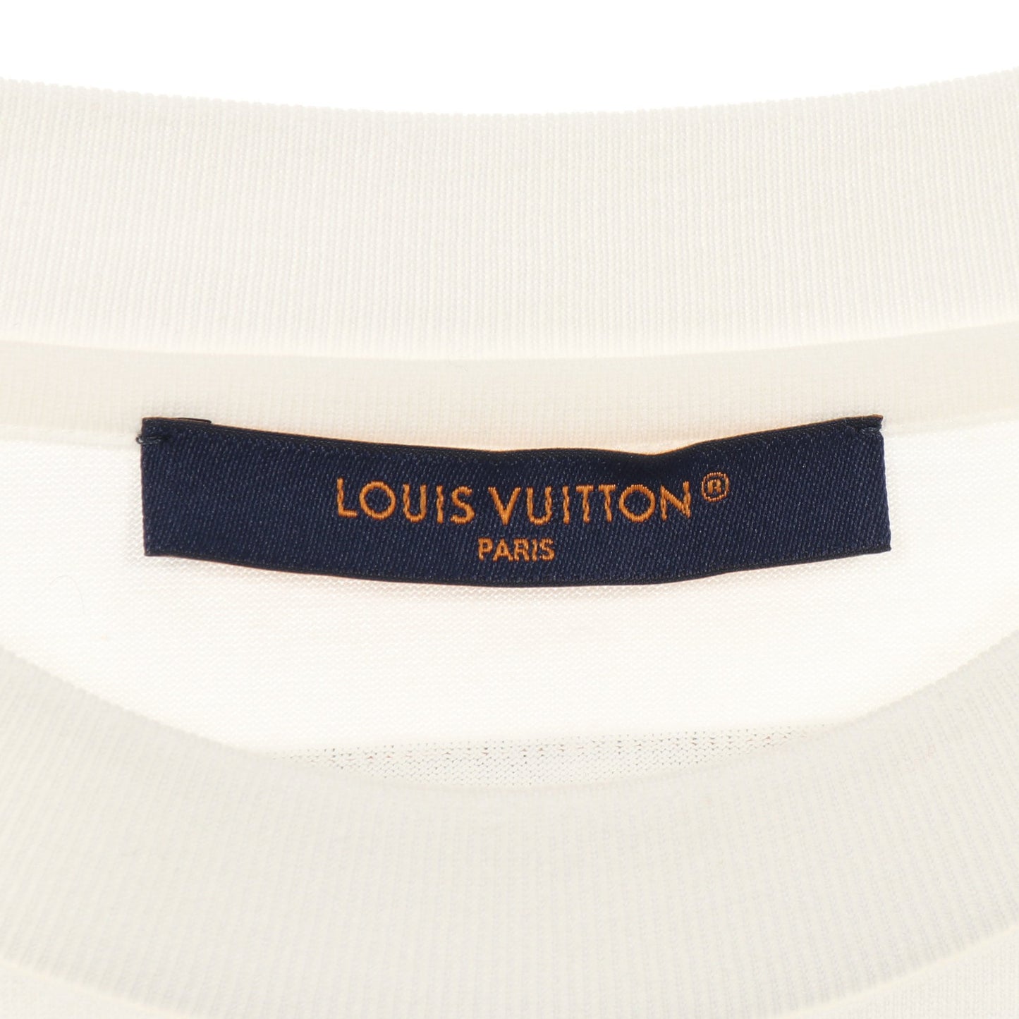 長袖Tシャツ クルーネック エンボスロゴ コットン ホワイト ルイヴィトン トップス LOUIS VUITTON