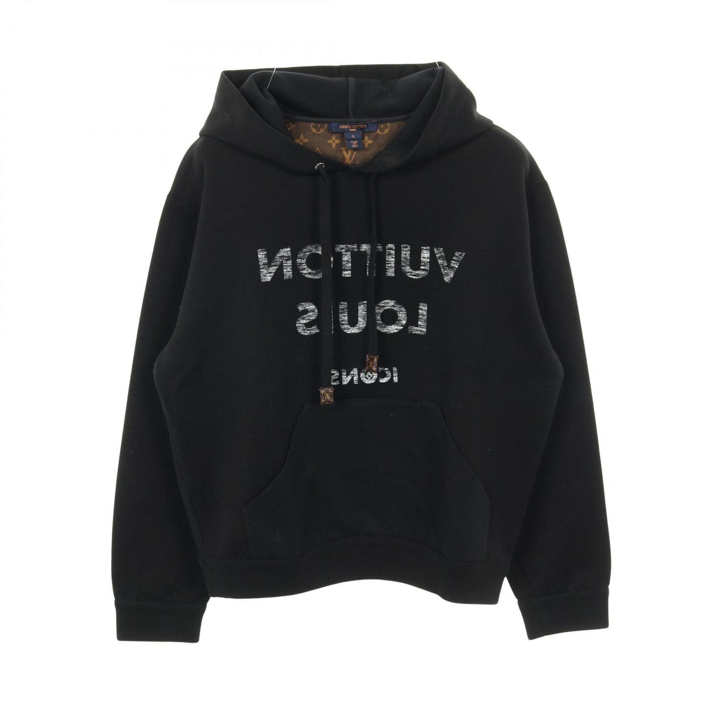 プルオーバーパーカー コットン ナイロン ブラック ルイヴィトン トップス LOUIS VUITTON