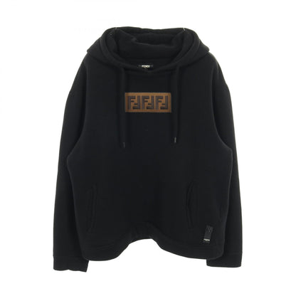 ズッカ ボックスロゴ プルオーバーパーカー コットン カシミヤ ブラック フェンディ トップス FENDI