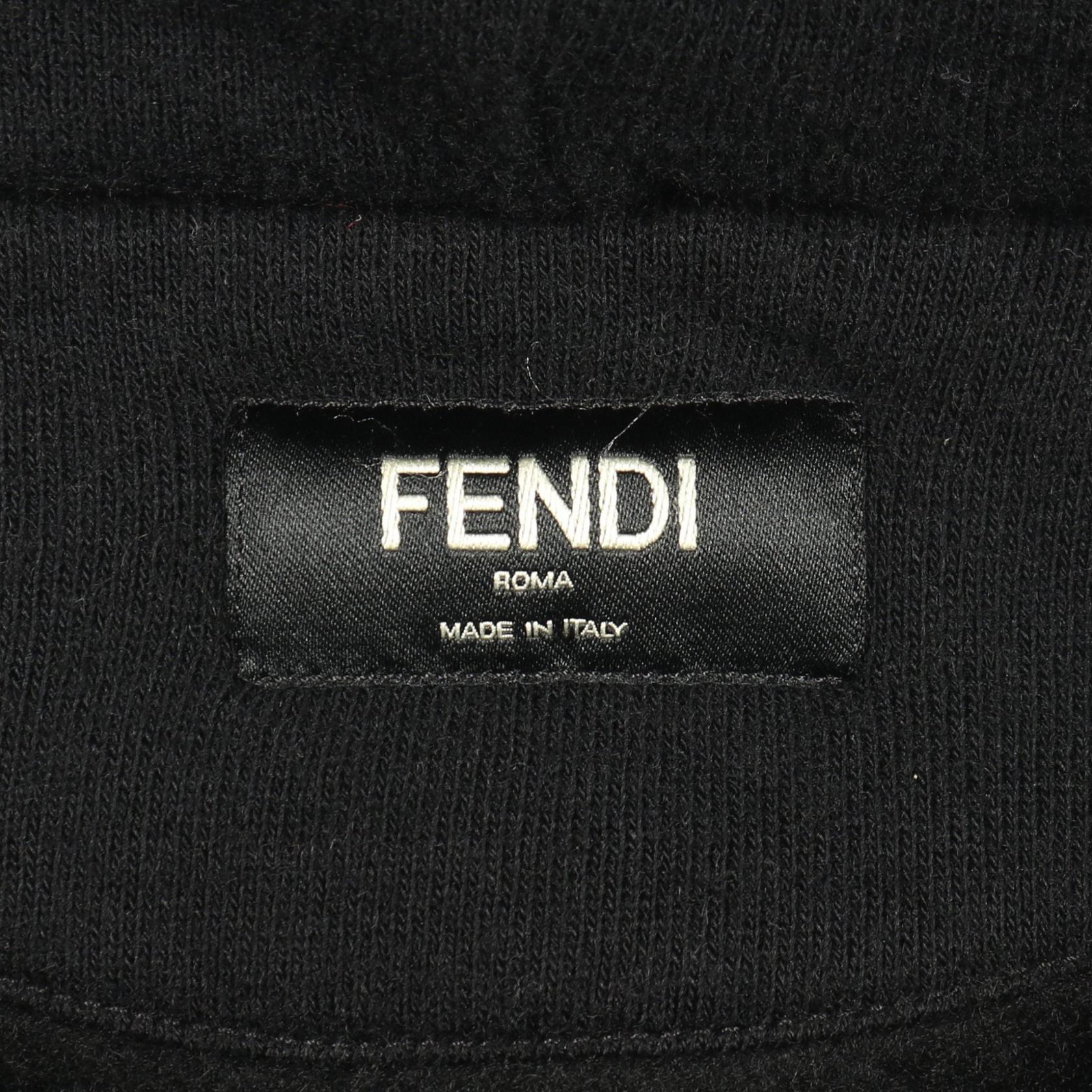 ズッカ ボックスロゴ プルオーバーパーカー コットン カシミヤ ブラック フェンディ トップス FENDI