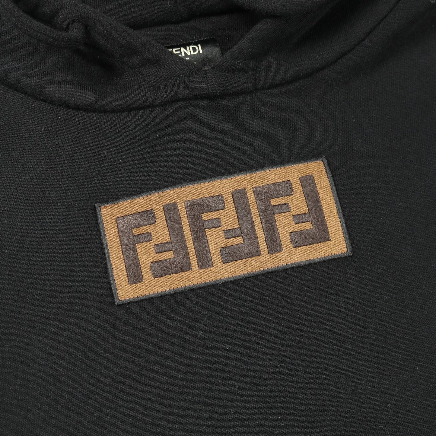 ズッカ ボックスロゴ プルオーバーパーカー コットン カシミヤ ブラック フェンディ トップス FENDI