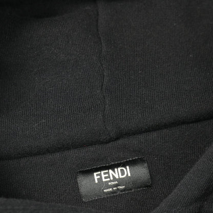 ズッカ ボックスロゴ プルオーバーパーカー コットン カシミヤ ブラック フェンディ トップス FENDI