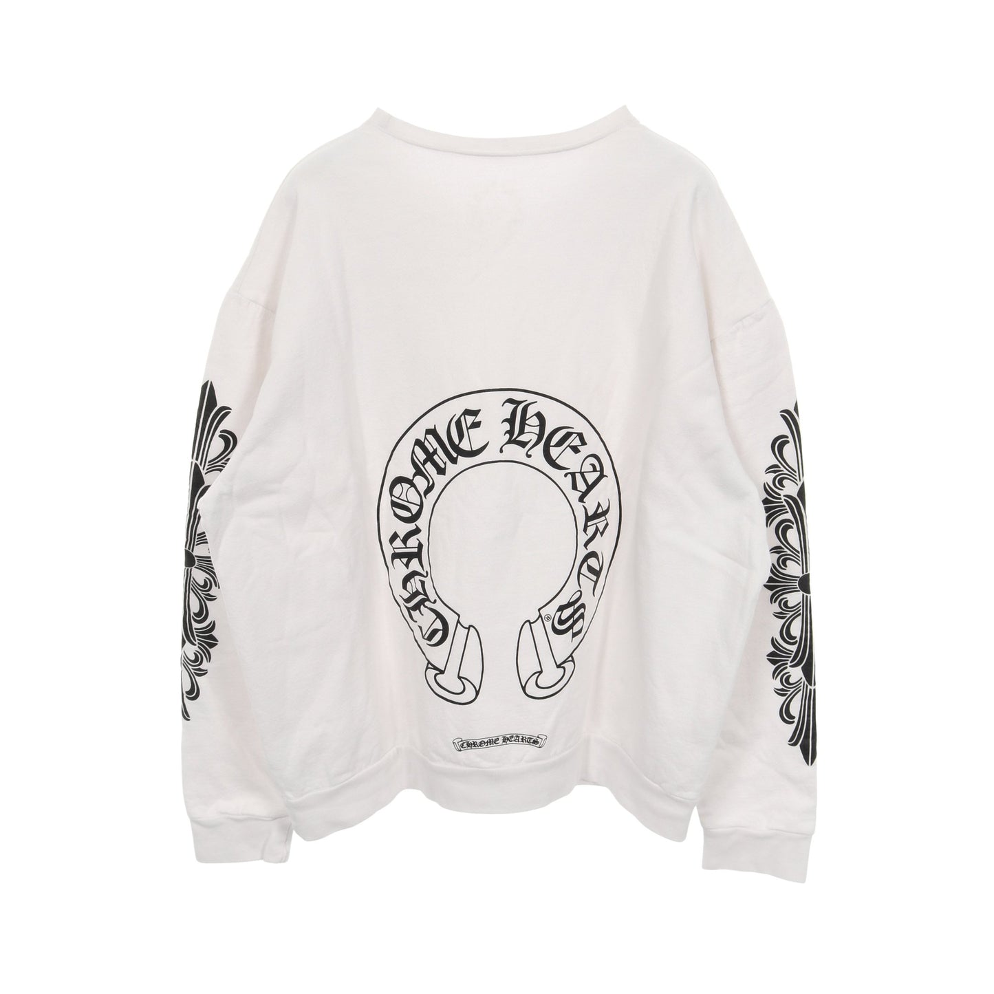 ホースシュー スウェットシャツ クルーネック バックプリント コットン ホワイト ブラック クロムハーツ トップス Chrome Hearts