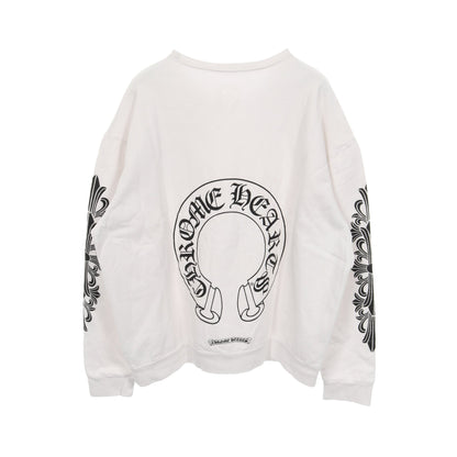 ホースシュー スウェットシャツ クルーネック バックプリント コットン ホワイト ブラック クロムハーツ トップス Chrome Hearts