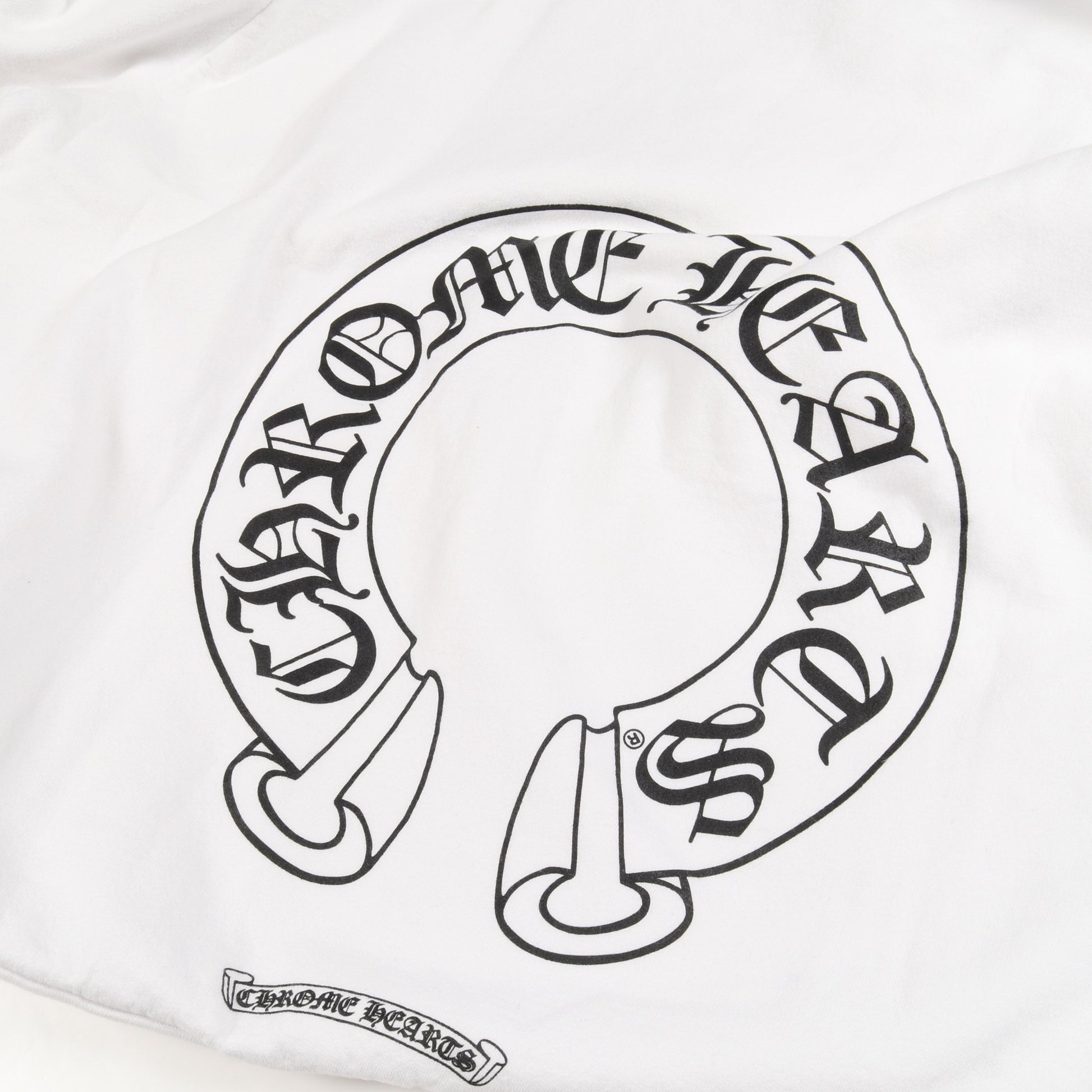 ホースシュー スウェットシャツ クルーネック バックプリント コットン ホワイト ブラック クロムハーツ トップス Chrome Hearts