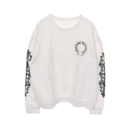 ホースシュー スウェットシャツ クルーネック バックプリント コットン ホワイト ブラック クロムハーツ トップス Chrome Hearts