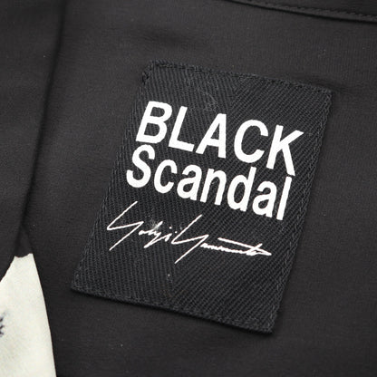 オープンカラー シャツ 半袖 シルク ブラック ホワイト ブラックスキャンダル ヨウジヤマモト トップス BLACK Scandal Yohji Yamamoto