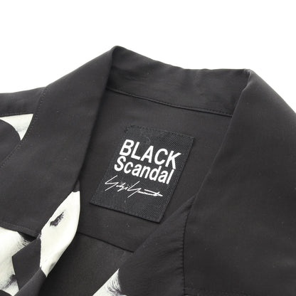 オープンカラー シャツ 半袖 シルク ブラック ホワイト ブラックスキャンダル ヨウジヤマモト トップス BLACK Scandal Yohji Yamamoto