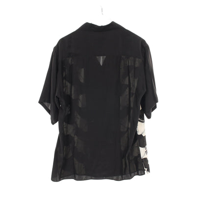 オープンカラー シャツ 半袖 シルク ブラック ホワイト ブラックスキャンダル ヨウジヤマモト トップス BLACK Scandal Yohji Yamamoto