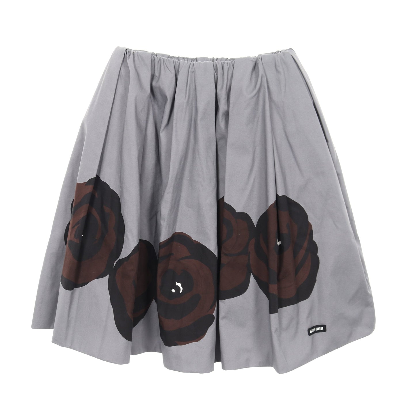 スカート 花柄 コットン グレー ダークブラウン ミュウミュウ ボトムス miu miu