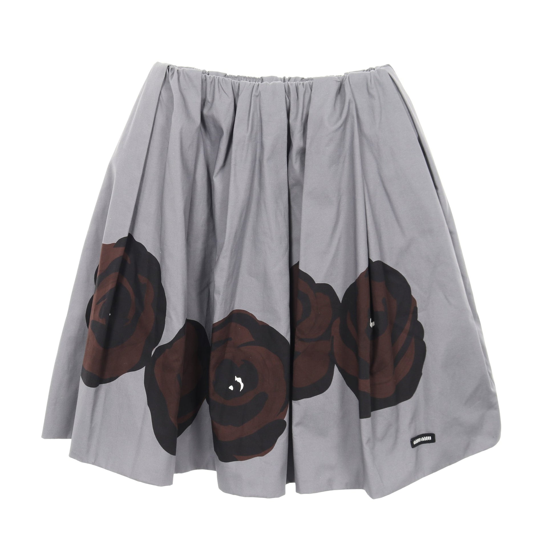 スカート 花柄 コットン グレー ダークブラウン ミュウミュウ ボトムス miu miu
