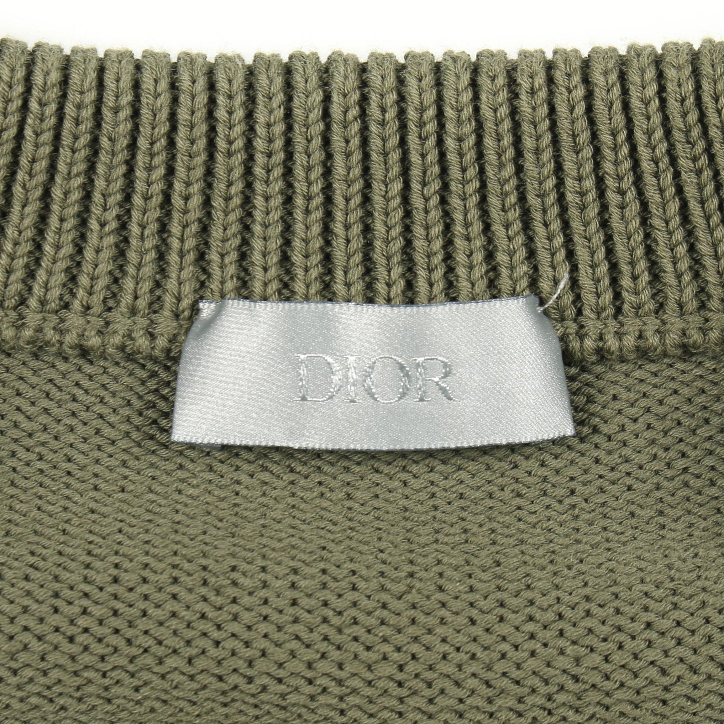 オブリーク ニット クルーネック コットン カーキグリーン ディオール トップス DIOR