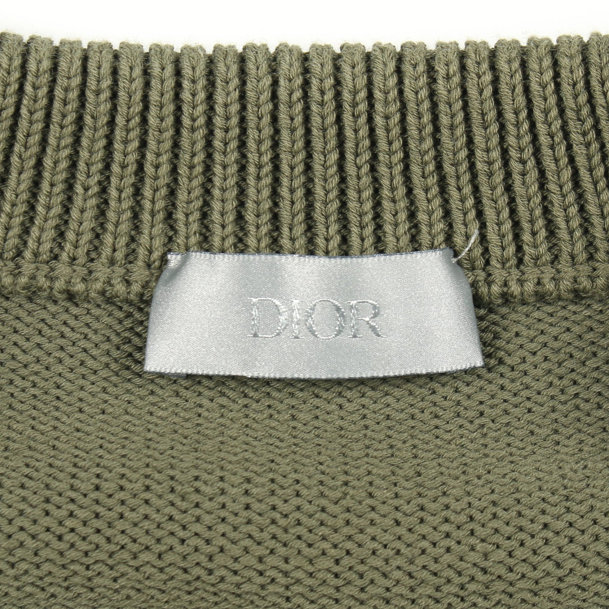 オブリーク ニット クルーネック コットン カーキグリーン ディオール トップス DIOR