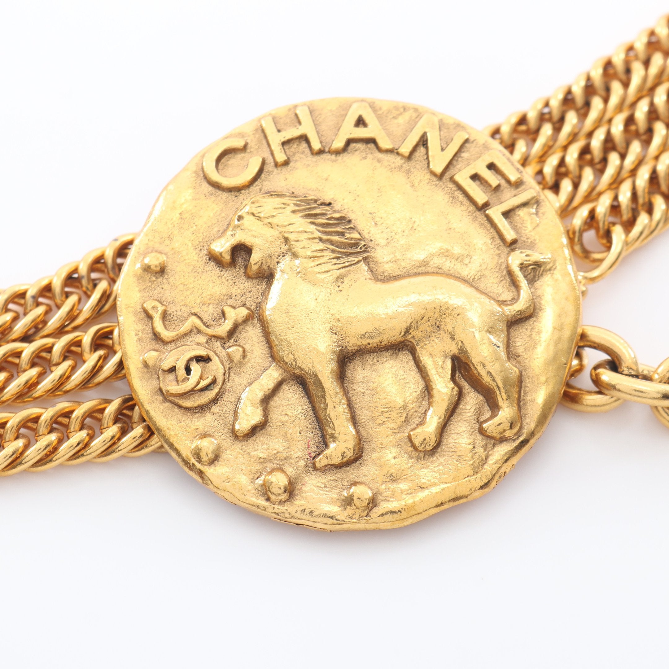 【極美品】シャネル ベルト チェーン ライオン 希少 レア ココマーク ライオン チェーン ベルト GP ゴールド 23 シャネル – RECLO