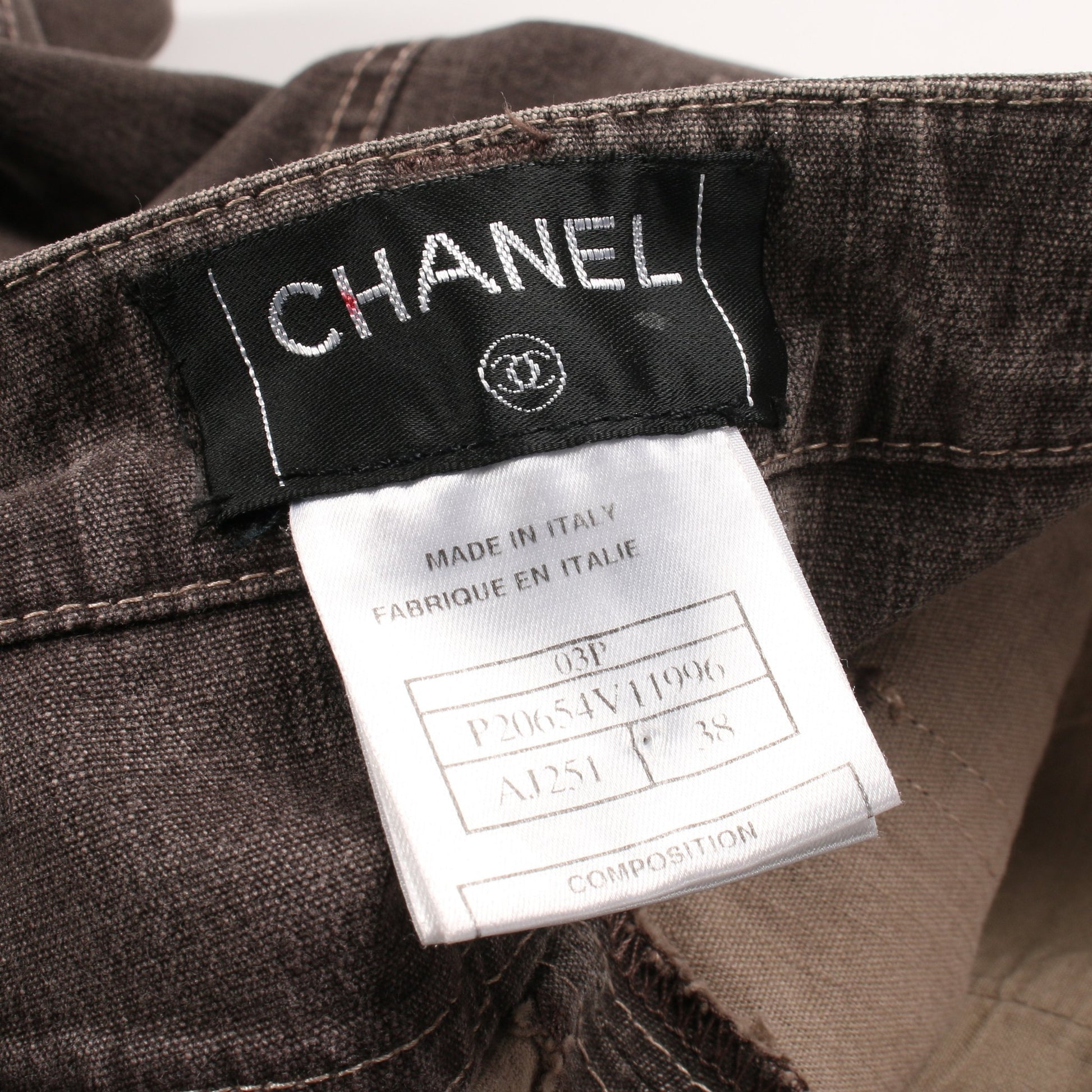 デニムパンツ ロゴプレート コットン ブラウン シャネル ボトムス CHANEL