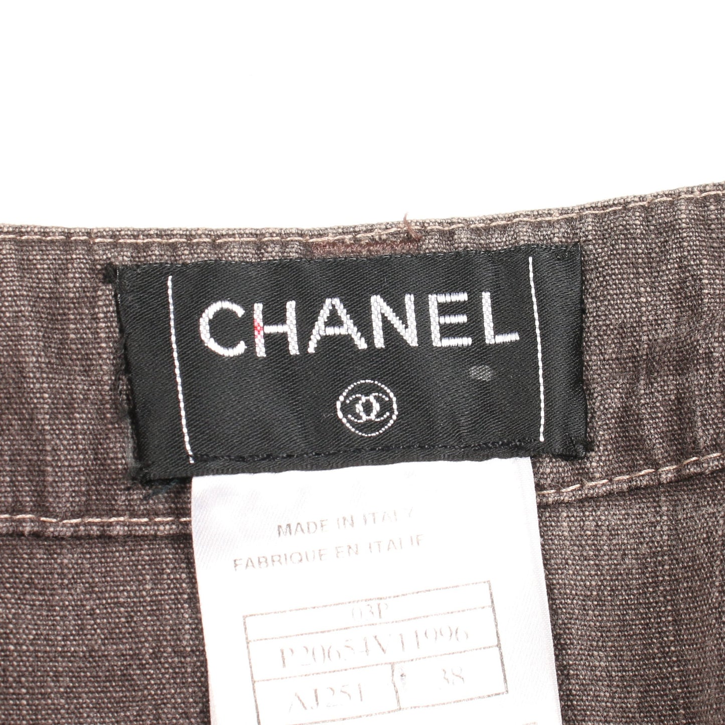 デニムパンツ ロゴプレート コットン ブラウン シャネル ボトムス CHANEL